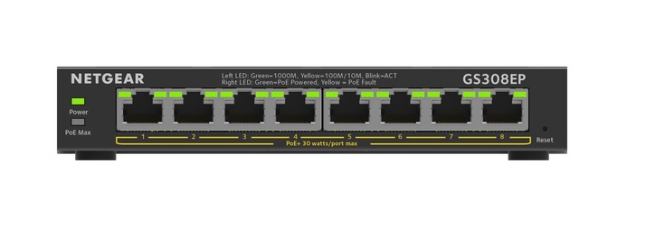  POE Switch: 8-port PoE+ Gigabit SOHO Smart Managed Plus Switch (total 62W)  