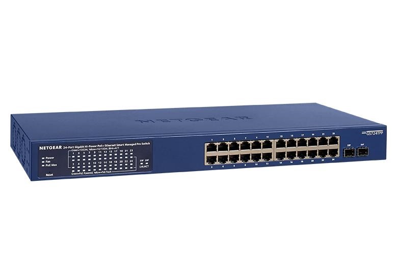  POE Managed Switch: 24-Port Gigabit Ethernet Smart PoE Switch (GS724TPP) - with 24 x PoE+ @ 380W, 2 x 1G SFP, Desktop/Rackmount, and Limited Lifetime Protection  
