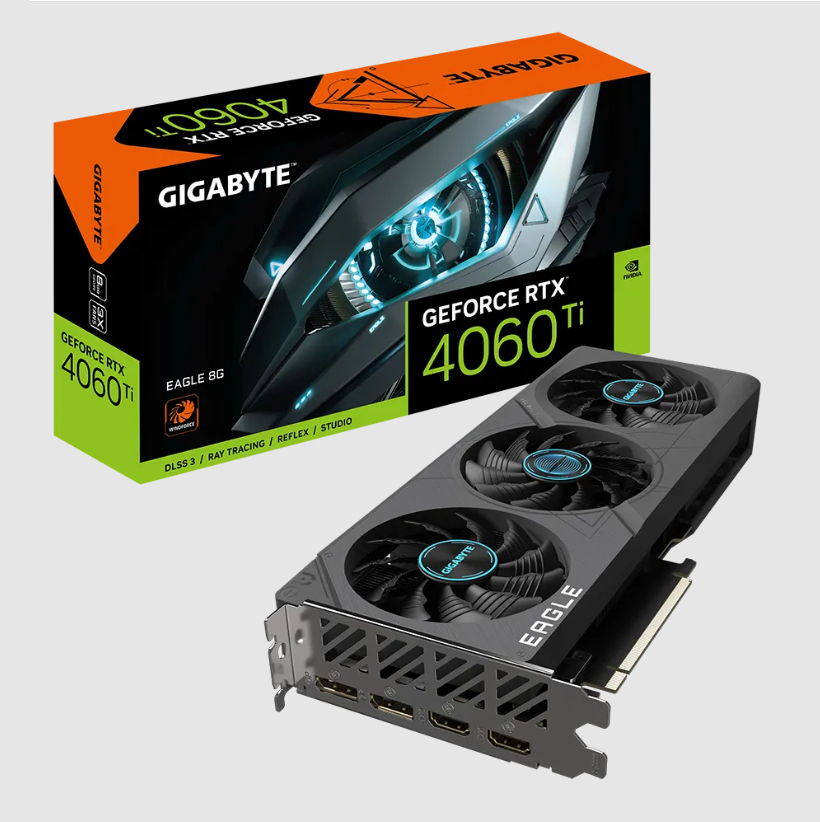  nVIDIA GeForce RTX4060Ti EAGLE 8GB GDDR6<br>Clock: 2535 MHz, 2x HDMI/ 2x DP, Max Resolution: 7680 x 4320, 1x 8-Pin Connector, Recommended: 500W  