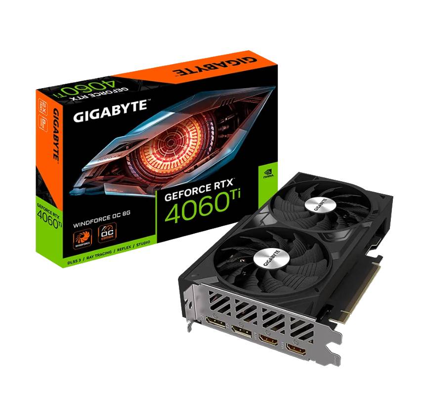  nVIDIA GeForce RTX4060 Ti Windforce OC 8G <br>Core Clock: 2550 MHz, 2x HDMI/ 2x DP, Max Resolution: 7680 x 4320, 1x 8-Pin Connector, Recommended: 500W  
