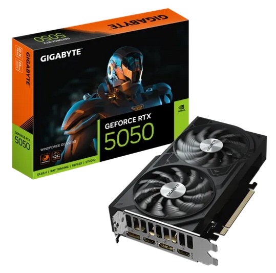  nVIDIA GeForce RTX5050 WINDFORCE OC V2 8G<br>Clock: 2587 MHz, 2x HDMI/ 2x DP, Max Resolution: 7680 x 4320, 1x 8-Pin Connector, Recommended: 550W  
