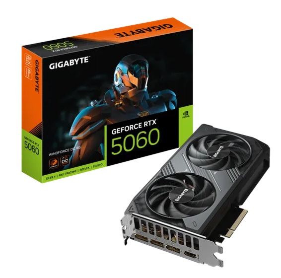  nVIDIA GeForce RTX5060 WINDFORCE OC 8G<br>Clock: 2512 MHz, 1x HDMI/ 3x DP, Max Resolution: 7680 x 4320, 1x 8-Pin Connector, Recommended: 550W  
