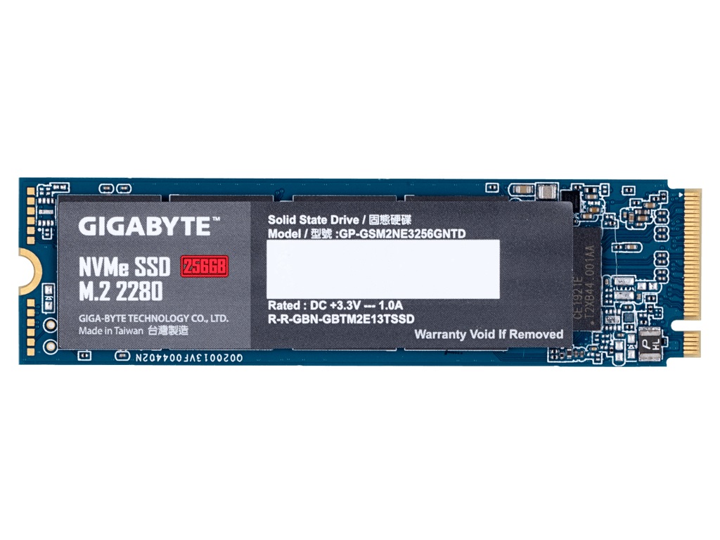  <b>M.2 NVMe SSD:</b> 256GB, PCIe Gen3, Read: 1700MB/s, Write: 1100MB/s, R:180K/W:250K IOPS, 300 TBW, 1.5M MTBF  