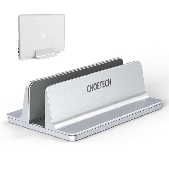  Desktop Aluminum Stand with Adjustable Dock Size, premium holder for All MacBook & tablet - Silver  