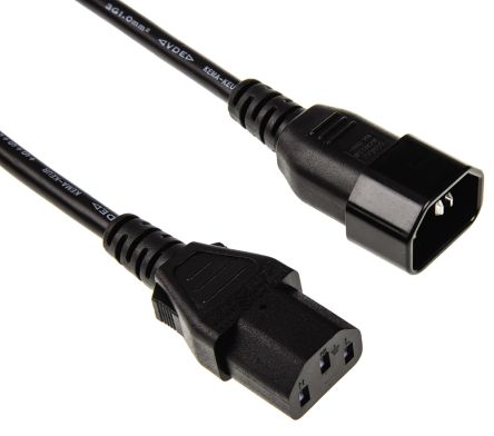  Power Cable: IEC C13 (FEMALE) - IEC C14 (MALE) Extension 2m  