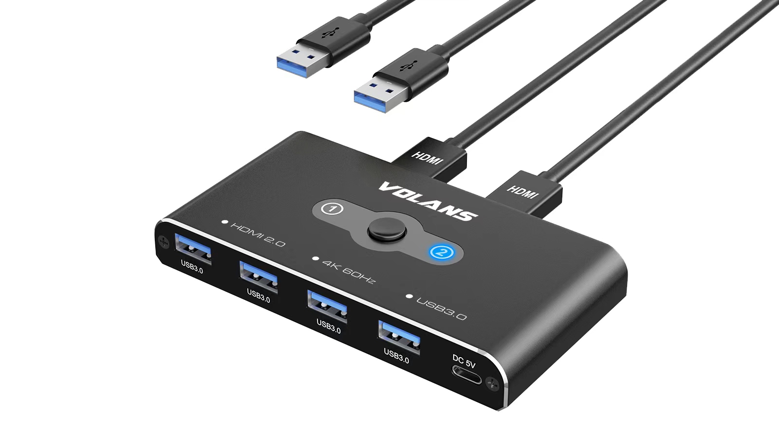  Dual HDMI 2.0 (4K@60Hz) KVM Switch with 4x USB3.0 Hub  