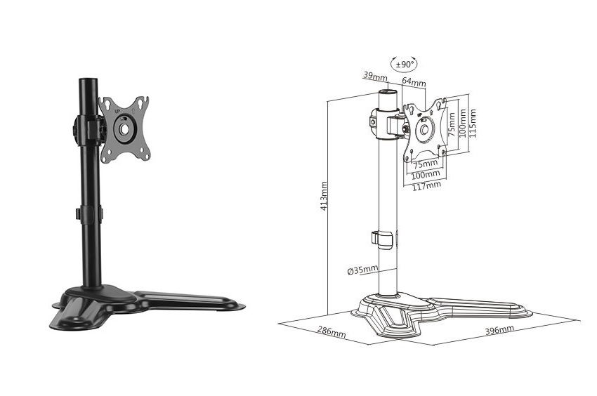  Single Monitor Premium Articulating Aliminum Monitor Stand, 17"-32" 8kg, VESA 75x75, 100x100  