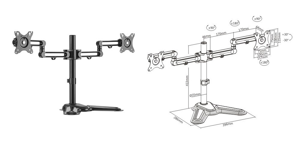  Dual Monitor Premium Articulating Aluminum Monitor Stand for 17"-32"  