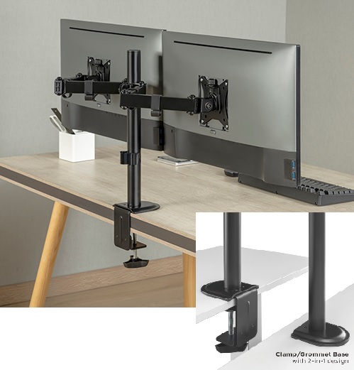  Dual-Monitor Steel Articulating Monitor Mount Fit Most 17"-32" Monitor Up to 20KG VESA 75x75,100x100 Black  