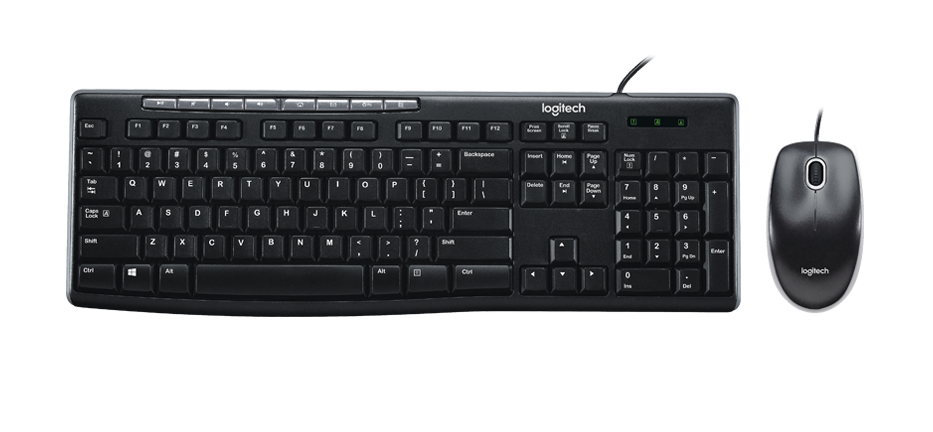  <b>Keyboard & Mouse:</b> MK200, Media Wired USB Combo - Black  
