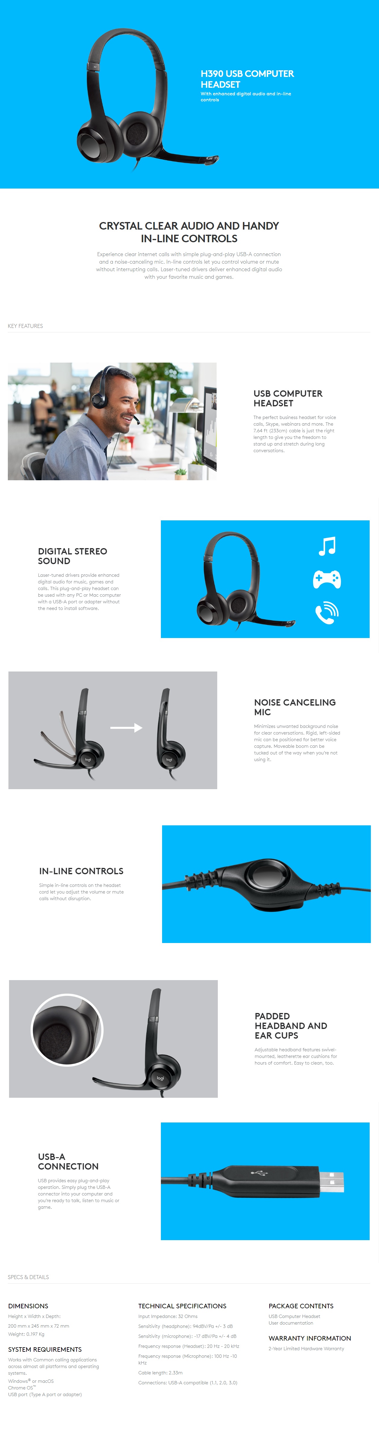  Headset: H390 USB with MIC clear chat comfort  