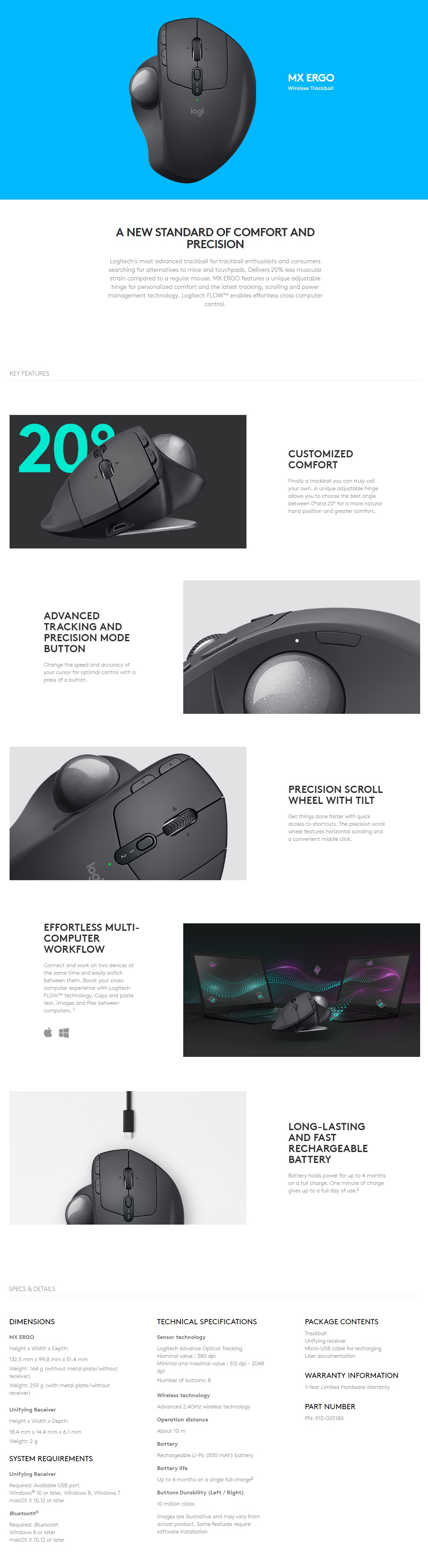  MX ERGO Wireless Trackball  