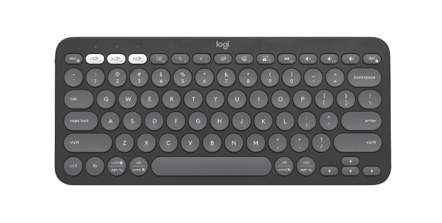  <b>Bluetooth Keyboard:</b> K380S Pebble Keys 2 - Graphite<br>Slim Minimalist Bluetooth Keyboard with Customizable Keys  