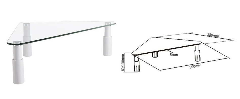  Universal Tempered Glass Corner Tabletop Monitor Riser LS, Height Adjust  