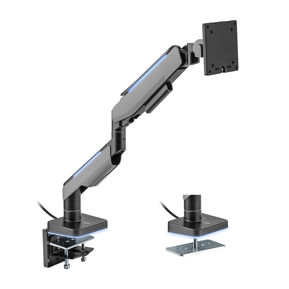  Single Heavy-Duty RGB Gaming Monitor Arm Fit Most 17"-49" Monitor VESA 75x75,100x100  