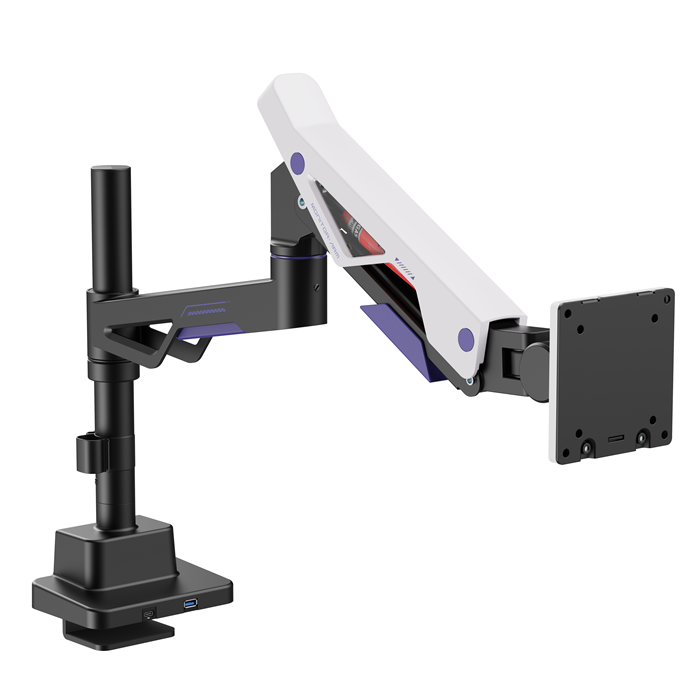  Atlas Neo Gaming Pole-Mounted Monitor Arm with USB-A & USB-C Ports For most 24"~57" Monitors, Matte Black & White  