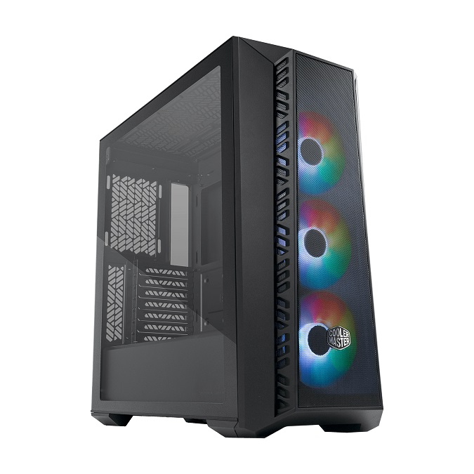  Mid-Tower Case: MasterBox 520 MESH - Black<br>3x 120mm ARGB-LED Fans, 1x USB 3.2, 1x USB Type-C, Tempered Glass Side Panel, Supports: E-ATX*/ATX/mATX/mini-ITX  