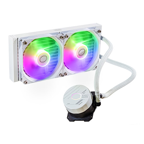  Liquid CPU Cooler: MasterLiquid 240L Core ARGB White Edition, 240mm Radiator, 2x 120mm ARGB PWM Fans, 277x119.6x27.2 mm<br>Support: Intel LGA1700, LGA1200, LGA115x, AMD AM5, AM4, AM3, AM3+, AM2+, AM2, FM2  