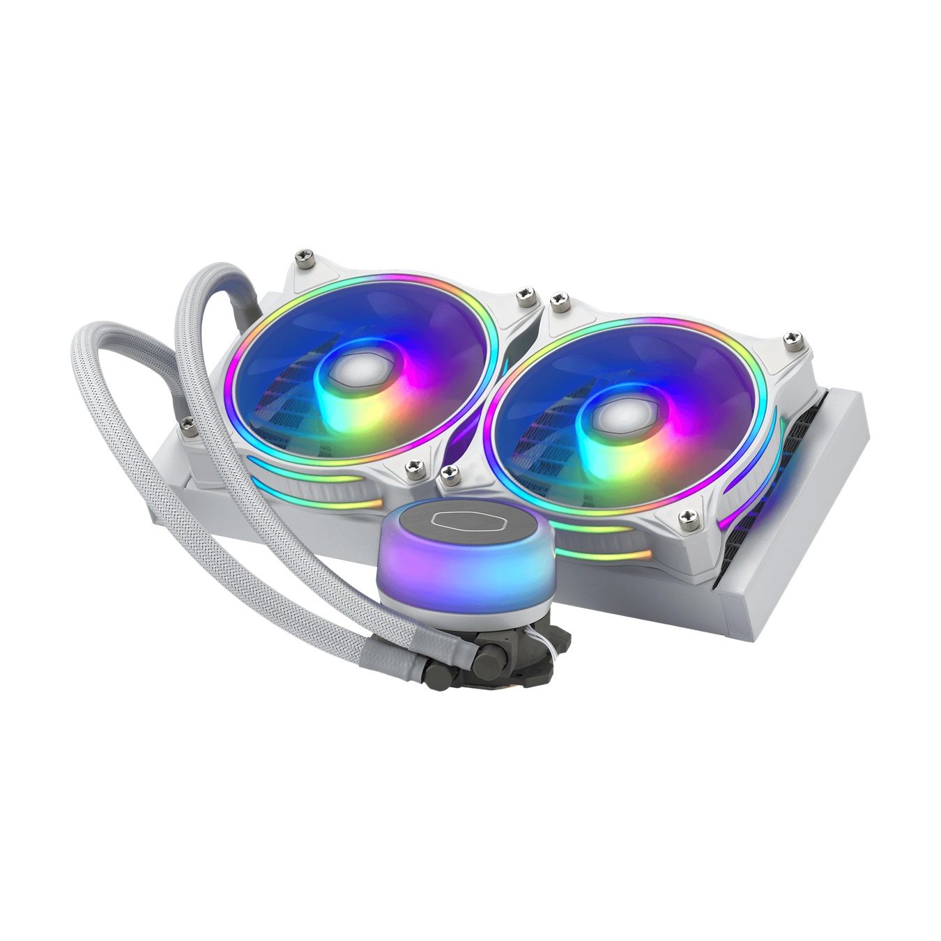  Liquid CPU Cooler: MasterLiquid ML240 Illusion White Edition, 240mm Radiator, 2x 120mm ARGB PWM Fans, 277x119.6x27.2mm, White Colour, <br>Support: Intel LGA1700, LGA1200, LGA115x, LGA20xx*, AMD AM4, AM3, AM2, FM2, FM1  