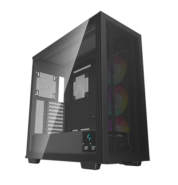  <b>Mid-Tower Case:</b> DeepCool MORPHEUS - Black<br>1x 420mm ARGB Side Fan, 4x USB 3.0 + 1x USB Type-C, Real-Time Digital Display, Tempered Glass Side Panel, Supports: E-ATX/ATX/m-ATX/mini-ITX  