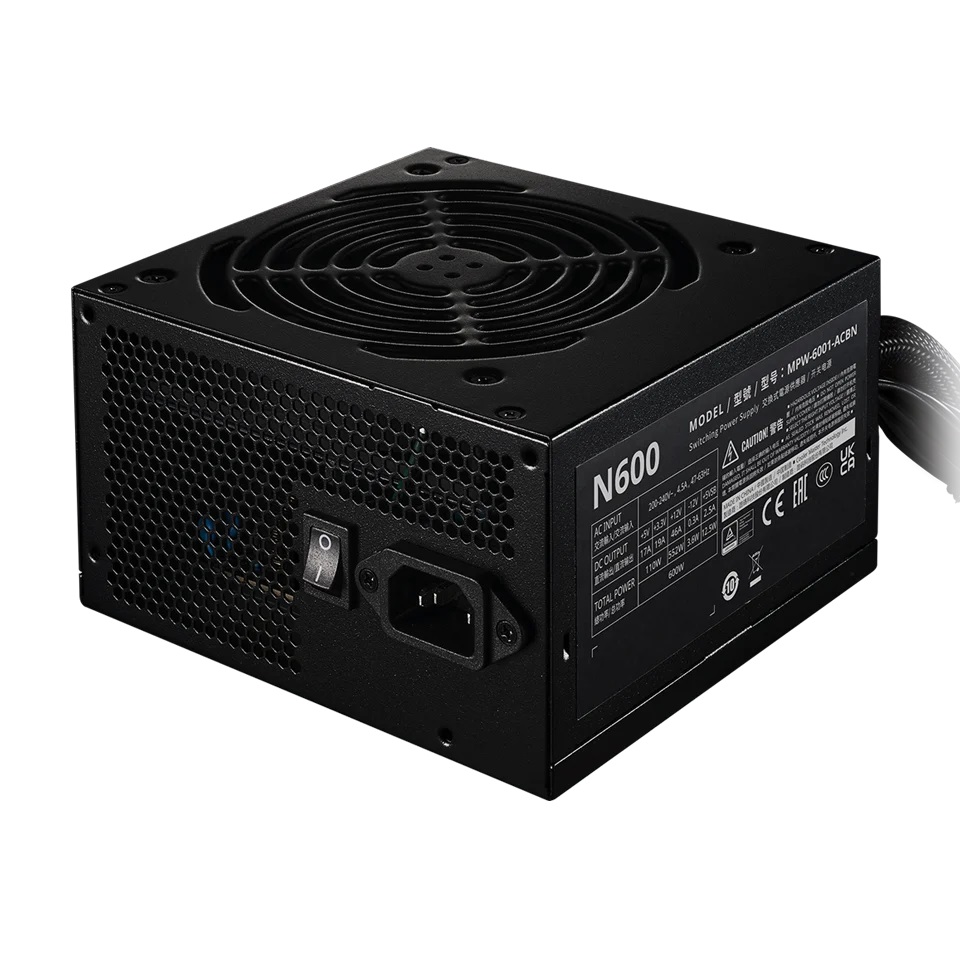  <b>ATX PSU</b>: 600W ELITE NEX N600, 75% efficiency, Non-Modular, 120mm Fan, 1x CPU (4+4 Pin), 2x PCIE (6+2 Pin), 5x SATA, 3x Molex  