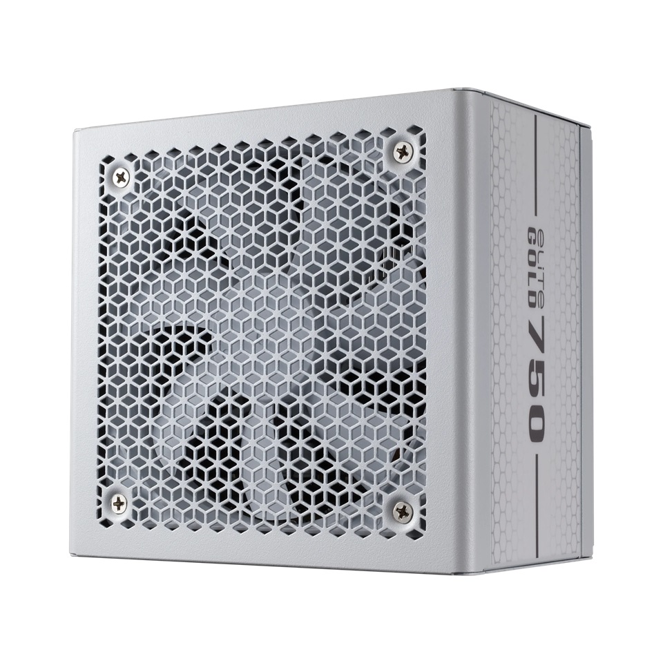  <b>ATX PSU</b>: Elite Gold 750w White Edition<BR>80Plus Gold, ATX 3.1 & PCIe 5.1 Compatible, Fully-Modular, 2x CPU (4+4 Pin), 2x PCIE (6+2 Pin), 1x 12VHPWR (16-Pin), 4x SATA, 2x Moldex  