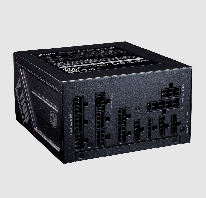  <B>ATX 3.1 PSU: </b>V PLATINUM 1100W V2<BR>Full Modular, 80Plus Platinum, 135mm Silent Fan, PCIE 5.1, 1x 12V-2x6, 1x ESP (4+4 Pin), 1x EPS 8-Pin, 5x PCI-E (6+2 Pin), 4x Molex, 16x SATA  