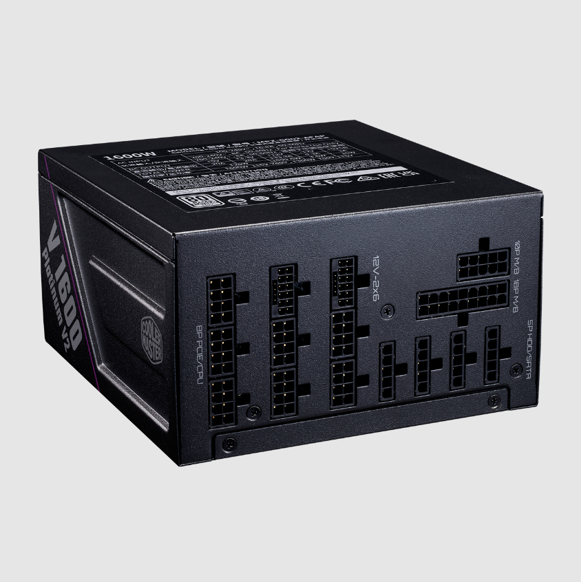  <B>ATX 3.1 PSU: </b>V PLATINUM 1600W V2<BR>Full Modular, 80Plus Platinum, 135mm Silent Fan, PCIE 5.1, 2x 12V-2x6, 1x ESP (4+4 Pin), 1x EPS 8-Pin, 5x PCI-E (6+2 Pin), 4x Molex, 16x SATA  