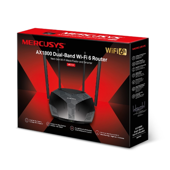  <b> Wi-Fi6 Router: </b> AX1800 Dual-Band WiFi 1201+574 Mbps, OFDMA and MU-MIMO  