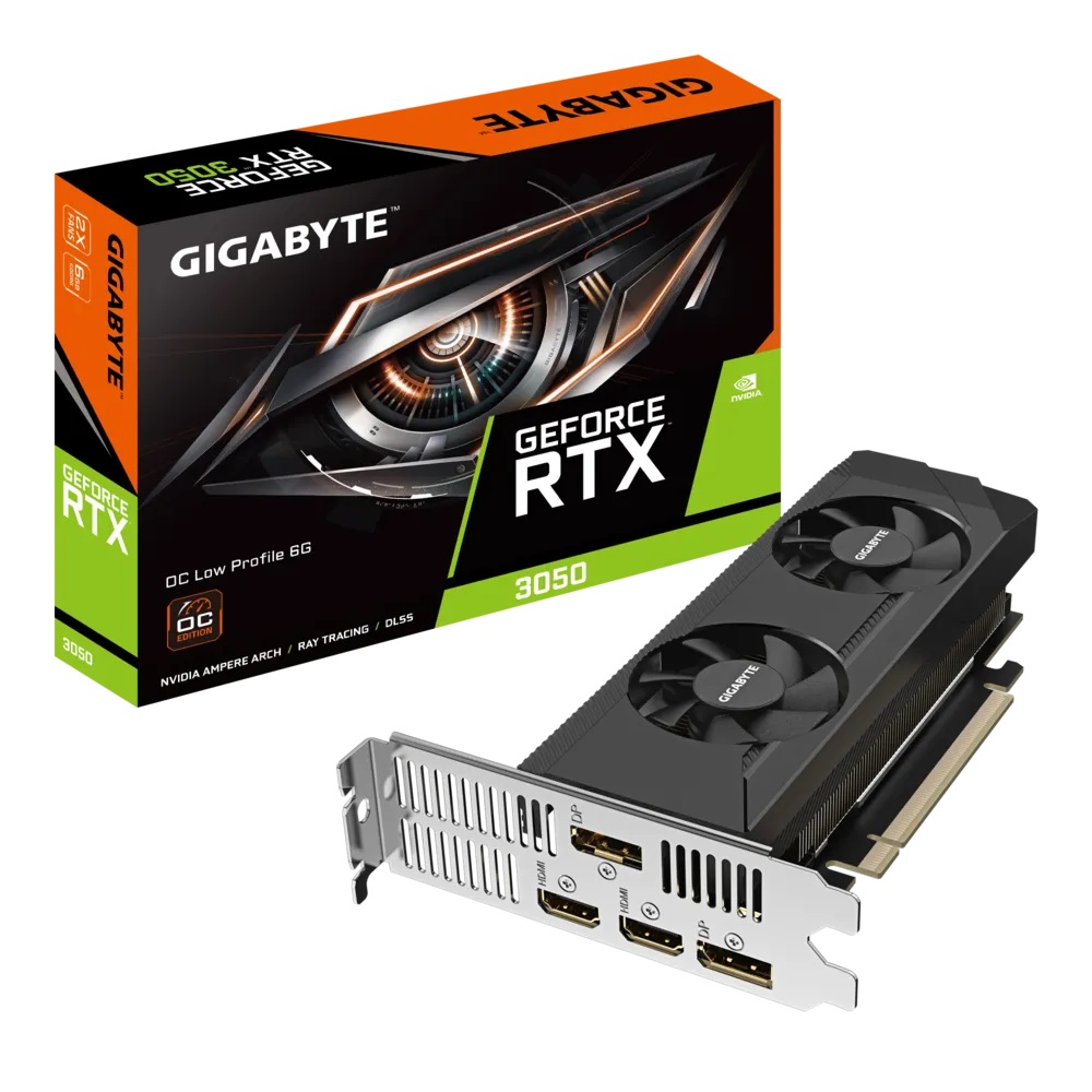  nVIDIA GeForce RTX3050 OC Low Profile 6G<br>Clock: 1477 MHz, 2x HDMI/ 2x DP, Max Resolution: 7680 x 4320, Recommended: 300W  