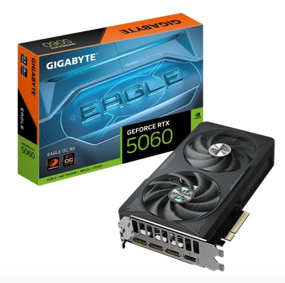  nVIDIA GeForce RTX5060 EAGLE OC 8GB<br>Clock: 2550 MHz, 1x HDMI/ 3x DP, PCI-E 5.0, Max Resolution: 7680 x 4320, 1x 8-Pin Connector, Recommended: 550W  