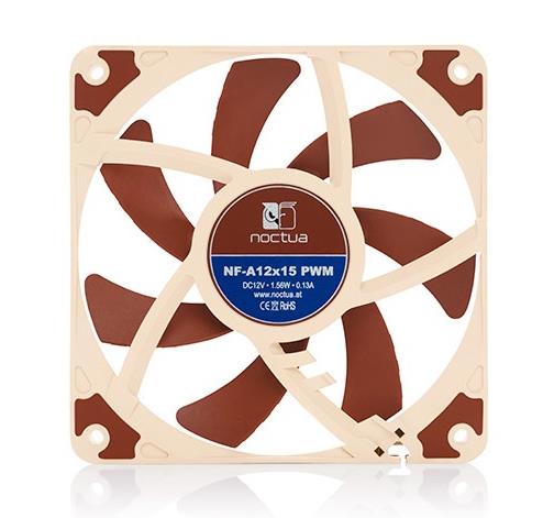  120mm Fan: Noctua A-Series A12x15-PWM<br>120mm 4-Pin PWM Fan Slim 15mm, 1850 RPM, 23.9 dB(A)  