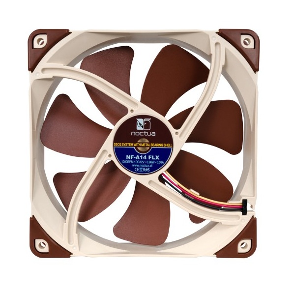  140mm Fan: Noctua A-Series A14-FLX<br>140mm 3-Pin Fan, 1200 RPM, 19.2 dB(A)  