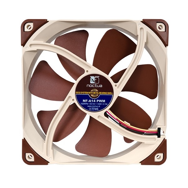  140mm Fan: Noctua A-Series A14-PWM<br> 140mm 4-Pin PWM Fan, 1500 RPM, 41.3 dB(A)  