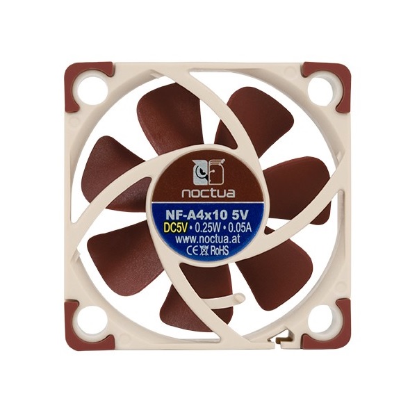  40mm Fan: Noctua A-Series A4x10-5V<br>40mm 3-Pin Fan 5V, 4500 RPM, 17.9 dB(A)  