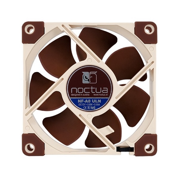  80mm Fan: Noctua A-Series A8 ULN<br>80mm 3-Pin Fan, 1400 RPM, 10.4 dB(A)  