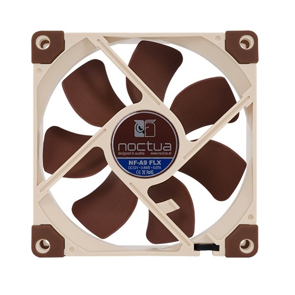  92mm Fan: Noctua A-Series A9 FLX<br>92mm 3-Pin Fan, 1600 RPM, 17.1 dB(A)  