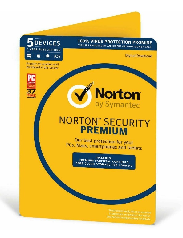  Norton Security Premium: 5 Devices 1 Year Subscription OEM<br>PC/Mac/Android/iOS, No Installation Media Included (Download & Register Online) - <font color='red'>Email Key Option Available</font>  