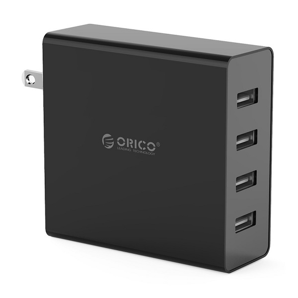  Wall Charger: 4 Port USB Wall Charger, 5V 2.4A Per Port, 5V 6A 30W Max - Black  