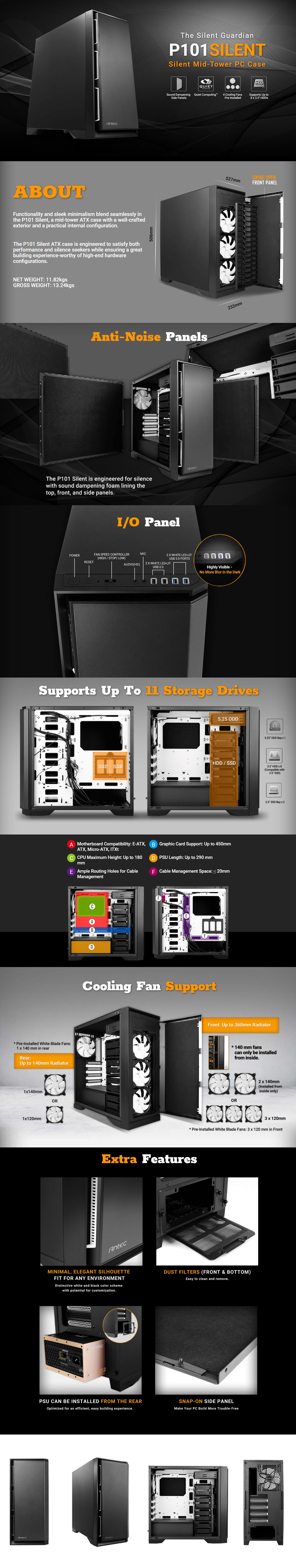  Guardian <b>E-ATX Tower Case</b>: 2x USB3.0, 2x USB2.0, 1x 5.25", 2x 2.5" SSD, 8x 3.5" HDD. Fan Speed Controller, CPU Height 180mm  