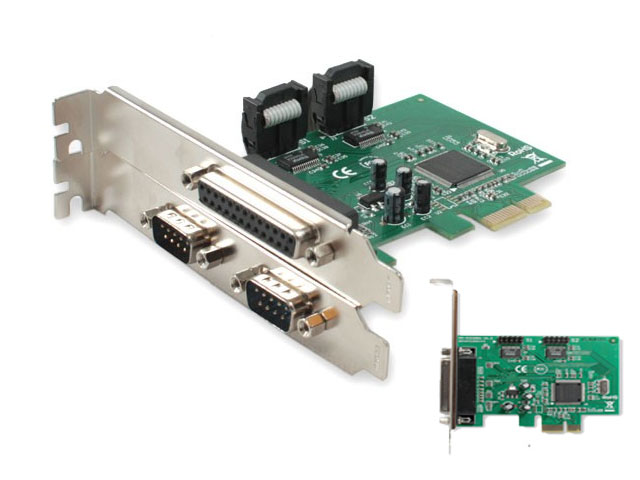  <b>PCIe</b> 2 Serial (RS232, DB9) & 1 Parallel (Printer, LPT, DB25) ports card  