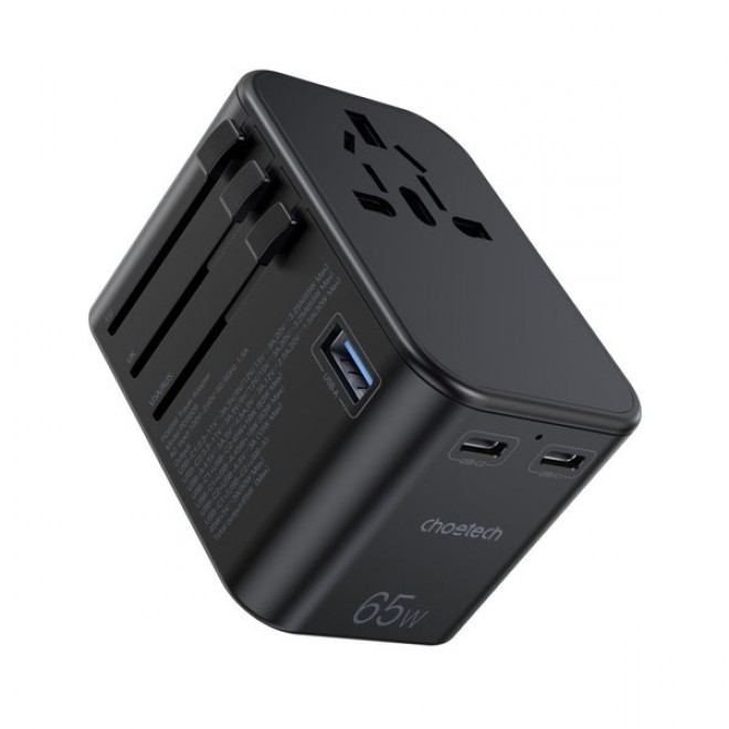  GaN 65W 2 x USB-C+ 1 x USB-A Fast Universal Travel Wall Charger  