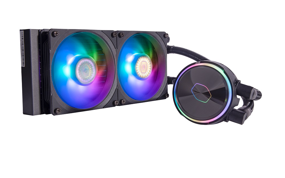  Liquid CPU Cooler: MasterLiquid PL240 Flux, 240mm Radiator, 2x 120mm ARGB PWM Fans, 277x119.6x27.2mm, <br>Support: Intel LGA1700, LGA1200, LGA115x, LGA20xx*, AMD AM4, AM3, AM2, FM2, FM1, TR4  