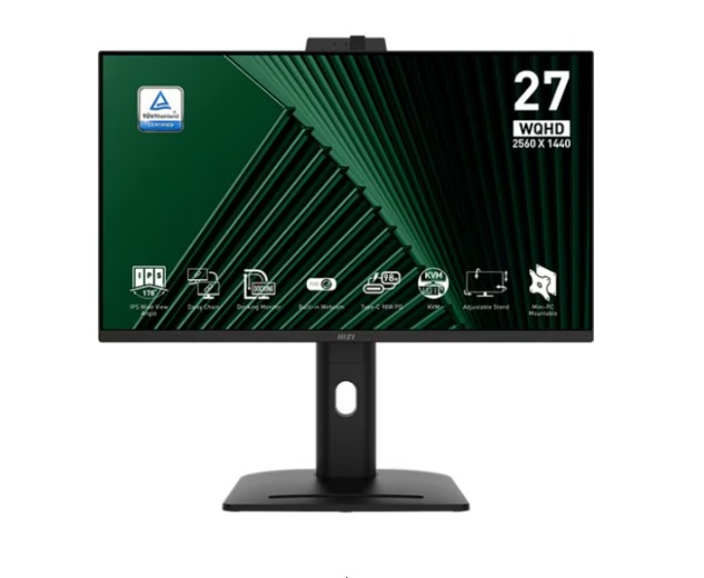  27" WQHD 100Hz 16:9 Docking Monitor - USB-C Docking 98W PD - 2xHDMI, 2xDP, Webcam - Height, Tilt, Swivel, Pivot - VESA - 4Y Warranty  