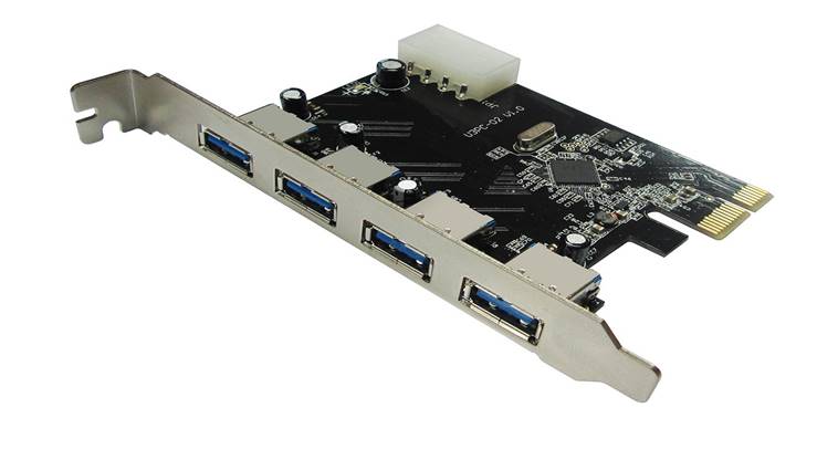  USB 3.0 4-Port PCI-E Expansion Card 4Pin Molex power  