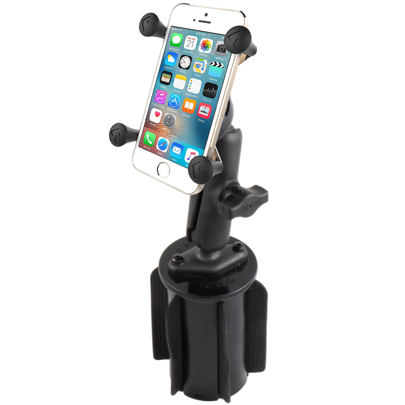  RAM-A-CAN II Universal Cup Holder Mount with Universal X-Grip Cell/iPhone Cradle  