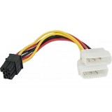  6-Pin PCI-E VGA Power to 2x Molex Cable 15cm  