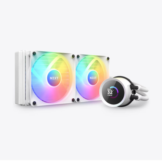  Liquid CPU Cooler: Kraken 240 RGB - White<br>240mm Radiator, 2x 120mm RGB PWM Fans, 123 x 275 x 30mm, Support: Intel LGA1700, LGA1200, LGA115x, AMD AM5, AM4, sTRX4*, TR4*  