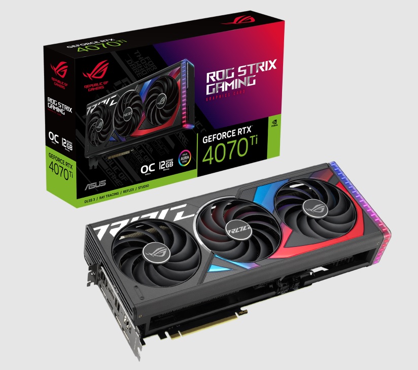  nVIDIA GeForce ROG STRIX RTX4070Ti 12G GDDR6X Gaming OC<br>OC Mode: 2790MHz, 2x HDMI/ 3x DP, Max Resolution: 7680 x 4320, 3.15 SLOT, 1x 16-Pin Connector, Recommended: 750W  