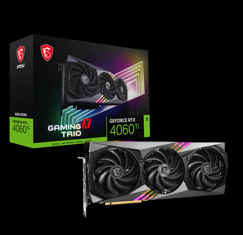  nVIDIA GeForce RTX4060Ti GAMING X TRIO 8GB GDDR6<br>OC Mode: TBD MHz, 1x HDMI/ 3x DP, Max Resolution: 7680 x 4320, 1x 8-Pin Connector, Recommended: TBD  